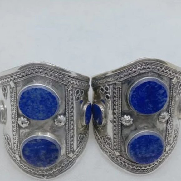 Single Double Stone Afghan Kuchi Bracelet, Big Bracelet With Stones, Ethnic Cuff - Picture 5 of 6